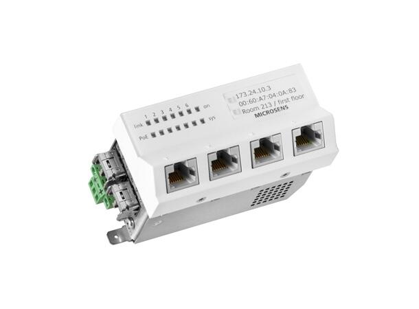 FTTO MicroSwitch 7-port 2SFP 44-57V PoE+ 4x10/100/1000T PoE+, 2x1/10GBase SFPSlot